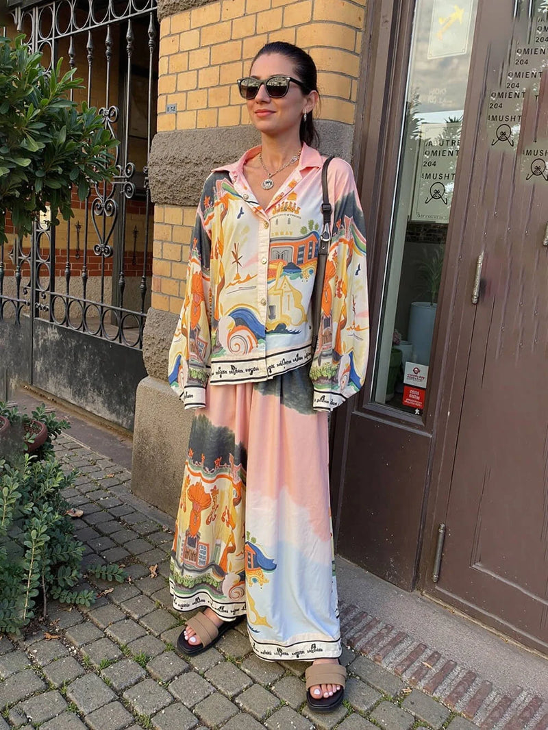 Two-Piece Set for Women with Floral Print