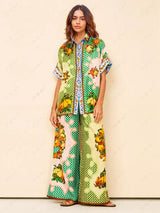 Elegant Two-Piece Shirt and Pants Set with Relaxed Fit for Women