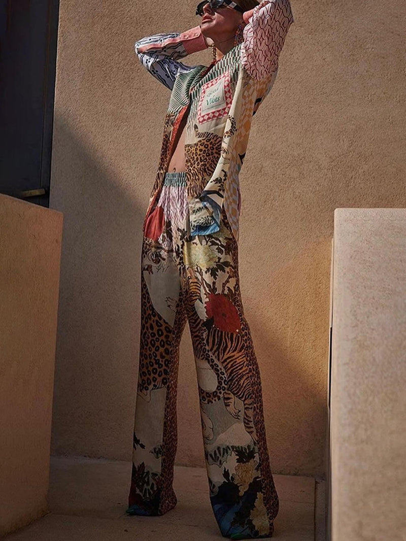 Tropical Jungle Tiger Print Two-Piece Set for Women