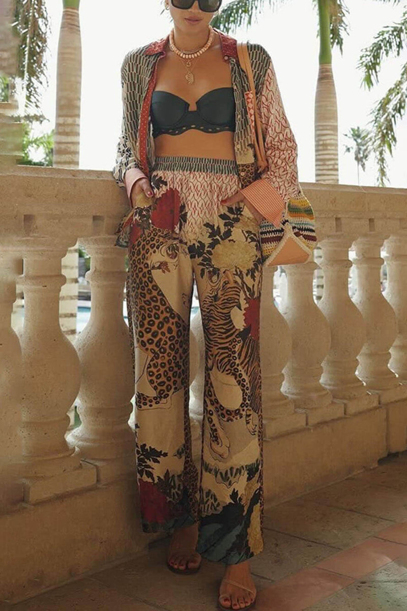 Tropical Jungle Tiger Print Two-Piece Set for Women