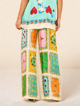 Chic Short-Sleeve Two-Piece Set with Elegant Print for Women