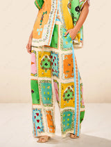 Chic Short-Sleeve Two-Piece Set with Elegant Print for Women