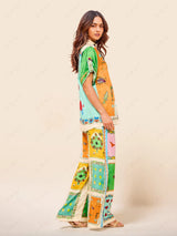Chic Short-Sleeve Two-Piece Set with Elegant Print for Women