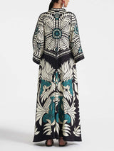 Bloemenprint Maxi Jurk met Opstaande Kraag en Strikbanden – Losse Pasvorm voor Dames, Perfect voor Zomer en Feestjes 2