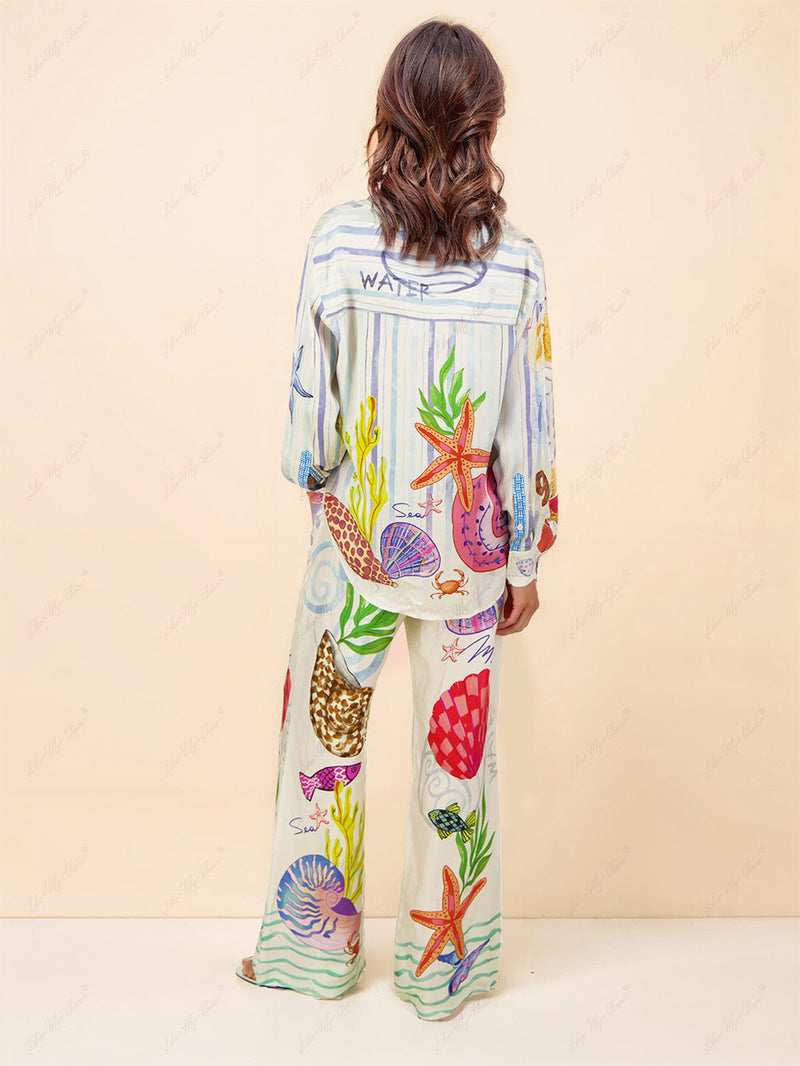 Blouse Dames met Vrolijke Zeesterrenprint – Zomer Katoenen Casual Blouse in Multicolor 3