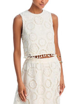 Bohemian Lace Tank Top en Rok Set voor Dames - Elegante Zomer Outfit met Franje en Keyhole Rug 2