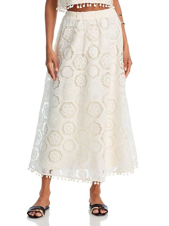 Bohemian Lace Tank Top en Rok Set voor Dames - Elegante Zomer Outfit met Franje en Keyhole Rug 4