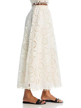 Bohemian Lace Tank Top en Rok Set voor Dames - Elegante Zomer Outfit met Franje en Keyhole Rug 5