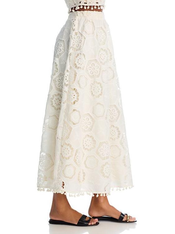 Bohemian Lace Tank Top en Rok Set voor Dames - Elegante Zomer Outfit met Franje en Keyhole Rug 5
