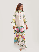 Bohemian Floral Maxi Dress with Long Sleeves for Women