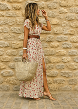 Bohemian Maxi Jurk voor Dames met Vloeiend Design en Verzamelde Taille – Ideaal voor Zomer en Lange Jurken 0
