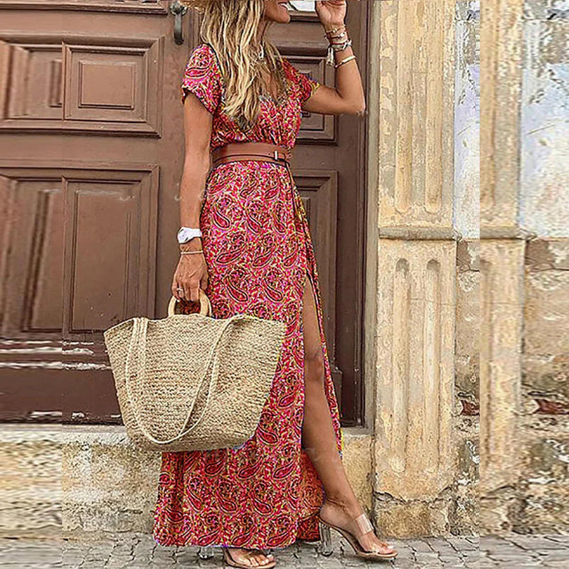 Bohemian Maxi Jurk voor Dames met Vloeiend Design en Verzamelde Taille – Ideaal voor Zomer en Lange Jurken 3