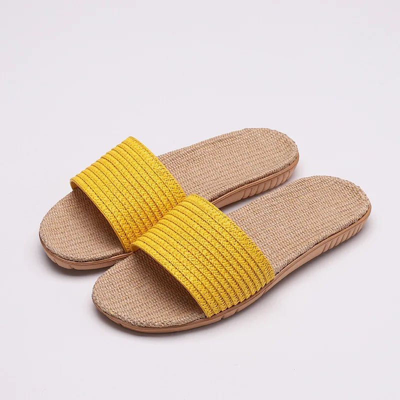Comfortabele Antislip Slippers Dames en Heren van Linnen en Riet - Ademend voor Binnengebruik 5