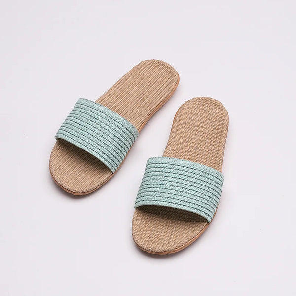 Comfortabele Antislip Slippers Dames en Heren van Linnen en Riet - Ademend voor Binnengebruik 8