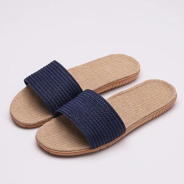 Comfortabele Antislip Slippers Dames en Heren van Linnen en Riet - Ademend voor Binnengebruik 9