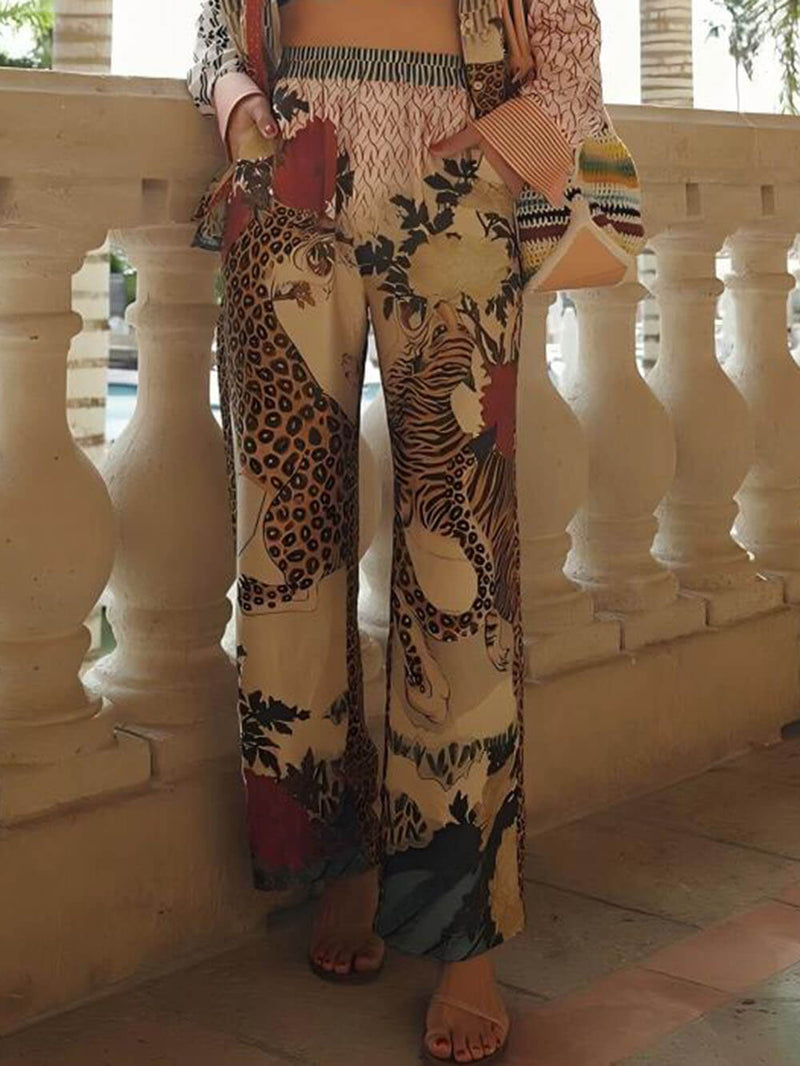 Tropical Jungle Tiger Print Two-Piece Set for Women