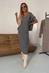 Elegant Layered Skirt and Sweater Set for Women