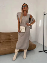 Elegant Layered Skirt and Sweater Set for Women