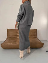 Elegant Layered Skirt and Sweater Set for Women