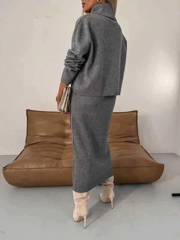 Elegant Layered Skirt and Sweater Set for Women