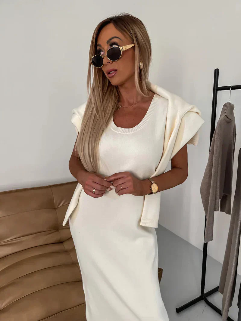 Elegant Layered Skirt and Sweater Set for Women