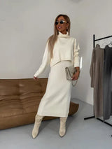 Elegant Layered Skirt and Sweater Set for Women