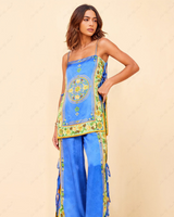 Elegante Camisole en Wijde Broek Set met Mosaïekpatroon – Ademend en Zijdezacht voor Dagelijkse en Avondkleding 3