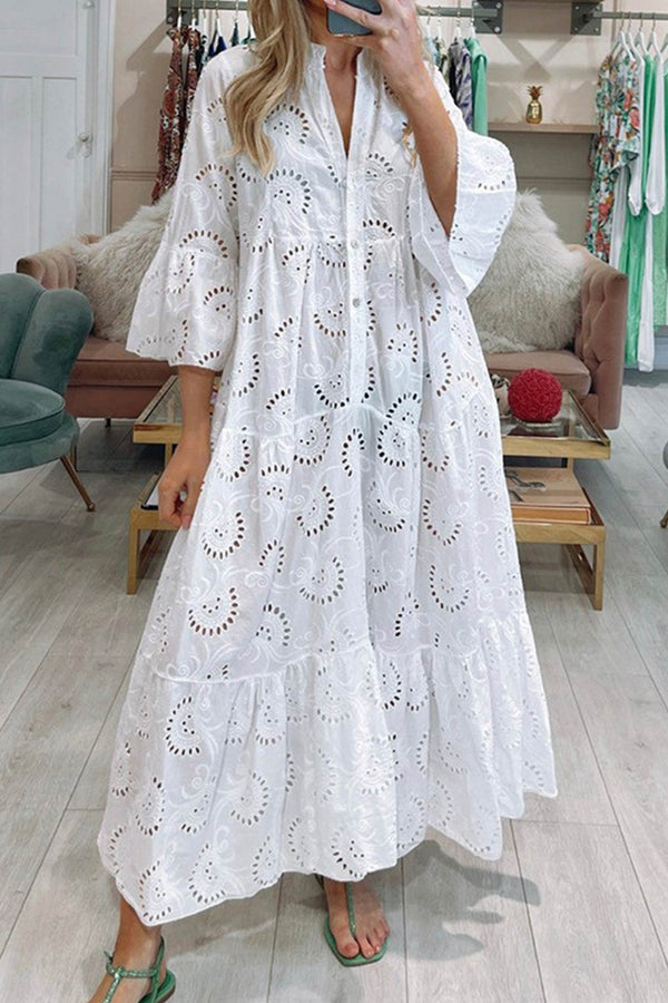 Elegante Dames Jurk van Ademend Kant – Lichtgewicht Zomerjurk voor Casual en Formele Gelegenheden 0