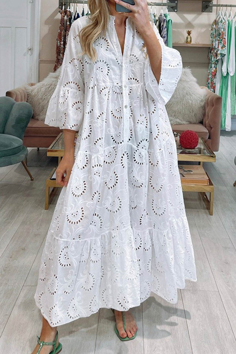 Elegante Dames Jurk van Ademend Kant – Lichtgewicht Zomerjurk voor Casual en Formele Gelegenheden 0