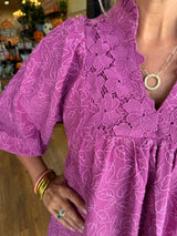 Elegante Midi Jurk Dames met Bloemenborduursel en Ballonmouwen - Luchtige Midi Jurk met Lange Mouwen voor Zomergelegenheden 7