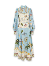 Elegante Midi Jurk Dames met Diepzee Bloemenprint en Enkele Knopen – Zomerjurk voor Feesten en Casual Gelegenheden 3