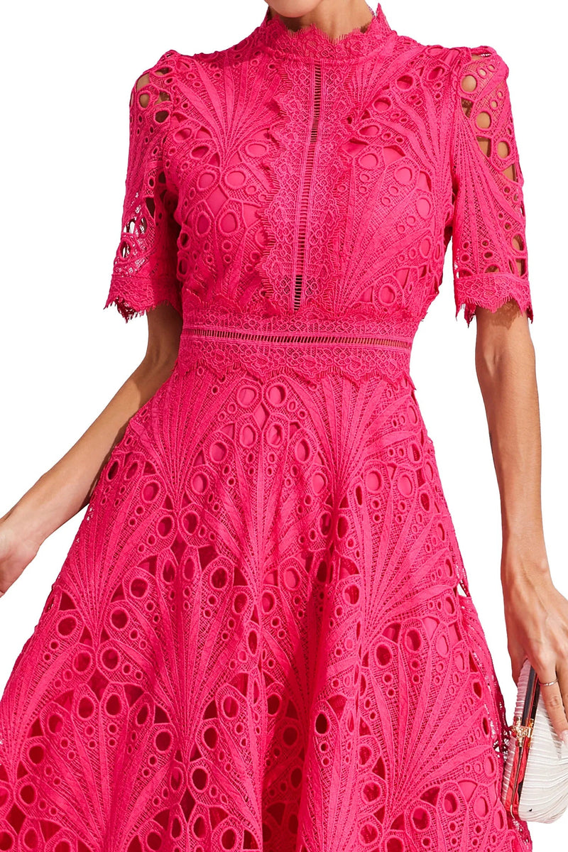Elegante Midi Jurk Dames met Kant en Scoop Halslijn voor Bruiloft en Feestelijke Gelegenheden 8