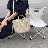 Handgemaakte Stro Woven Handtas Dames – Ruime Zomer Strandtas met Comfortabele Handvatten in Natuurlijk Beige 3