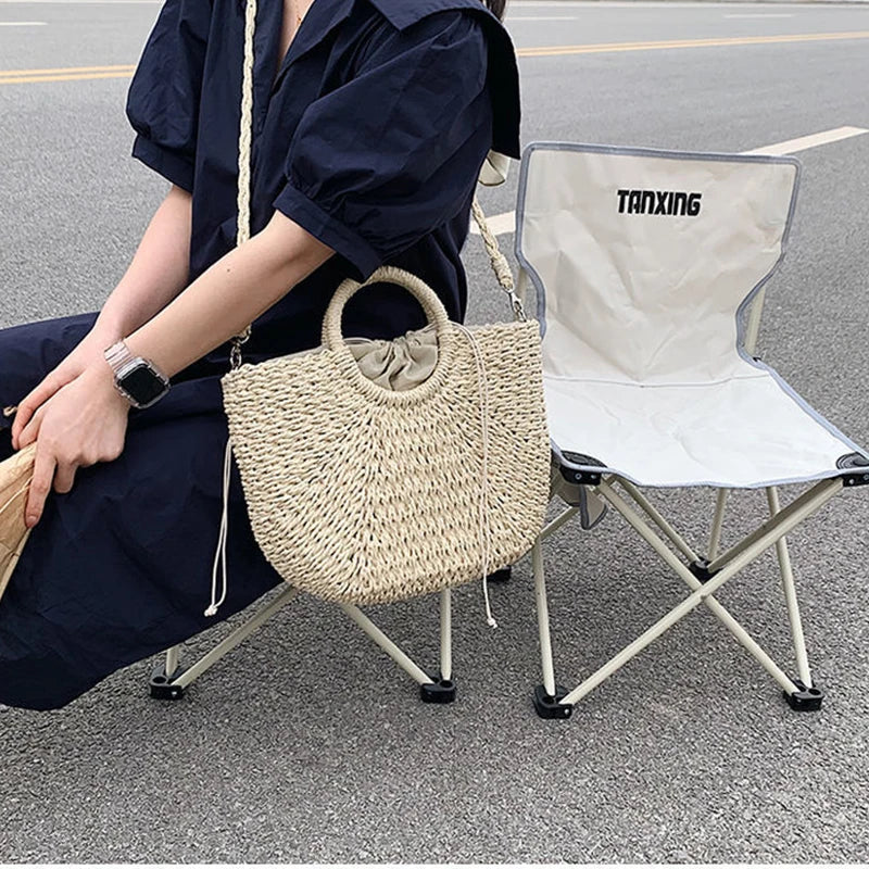 Handgemaakte Stro Woven Handtas Dames – Ruime Zomer Strandtas met Comfortabele Handvatten in Natuurlijk Beige 3