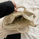 Handgemaakte Stro Woven Handtas Dames – Ruime Zomer Strandtas met Comfortabele Handvatten in Natuurlijk Beige 5