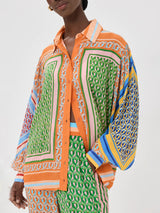 Kleurige Losse Shirt met Unieke Print en Ballonmouwen – Ademend Polyester, Casual en Comfortabel 2