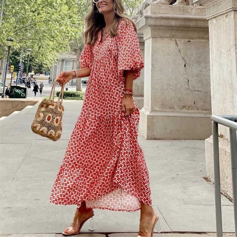 Bohemian Maxi Dress for Women with Vintage Design