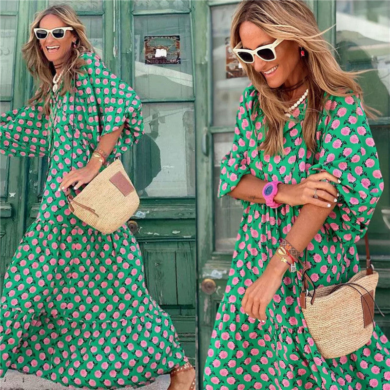 Bohemian Maxi Dress for Women with Vintage Design