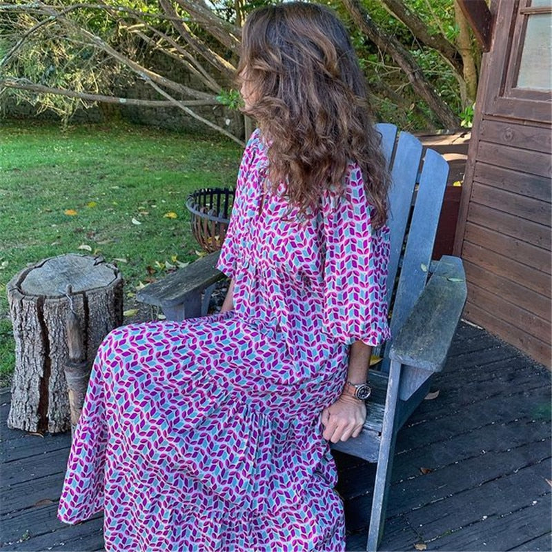 Bohemian Maxi Dress for Women with Vintage Design
