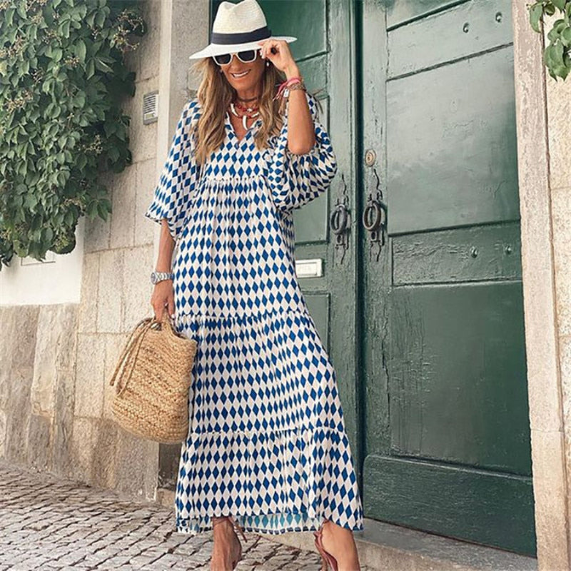 Bohemian Maxi Dress for Women with Vintage Design