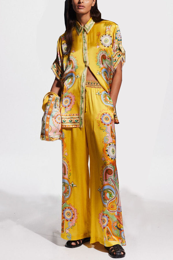 Luxe 2-Delige Set Dames met Gouden Print van Zacht Satijn voor Comfort en Stijl 1