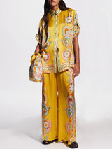 Luxe 2-Delige Set Dames met Gouden Print van Zacht Satijn voor Comfort en Stijl 3