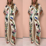 Luxurious Satin Wide-Leg Pants with Unique Print for Summer Elegance