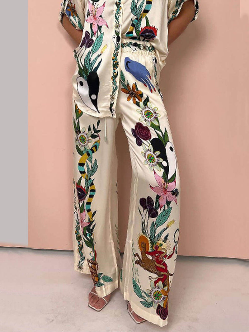 Chic Satin Blouse with Unique Print Design for Effortless Style
