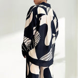 Tweedelige Dames Set met Omgekeerde Halslijn en Wijde Pijpen - Zwart Polyester Sportkleding Dames Set 2