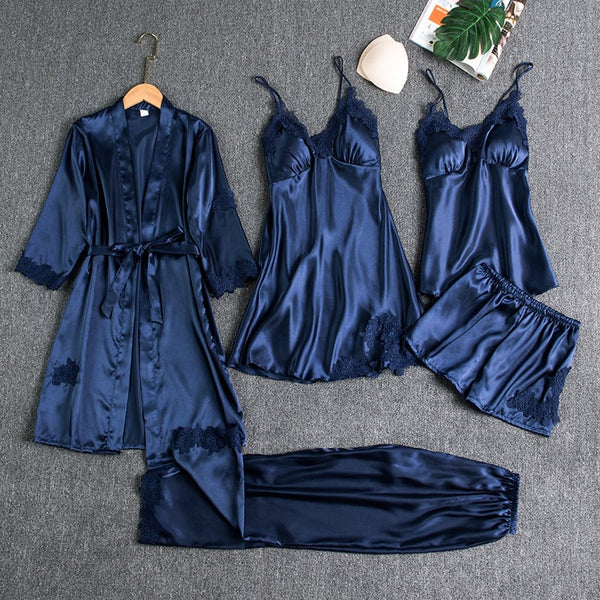 Vrouwen 5-delige Nachtkleding Set – Zacht Lichtgewicht Materiaal met Romantische Snit voor Comfortabele Avonden 1
