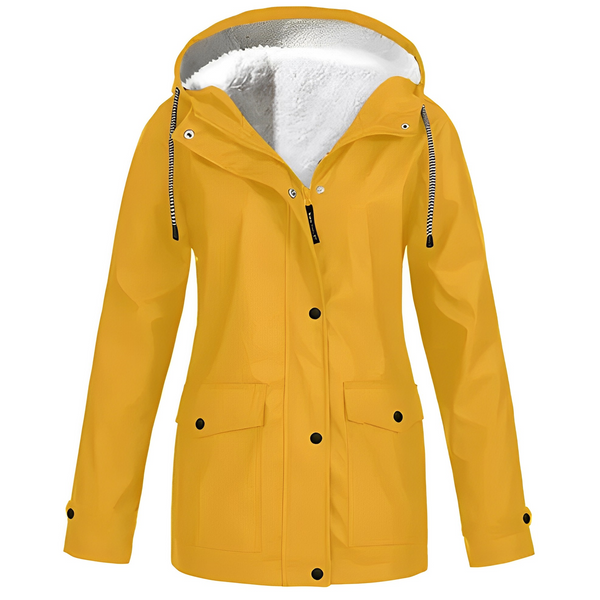 Warm Waterproof Women's Jacket with Adjustable Hood and Soft Lining – Stylish Rain Coat for Cold Weather