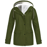 Warm Waterproof Women's Jacket with Adjustable Hood and Soft Lining – Stylish Rain Coat for Cold Weather