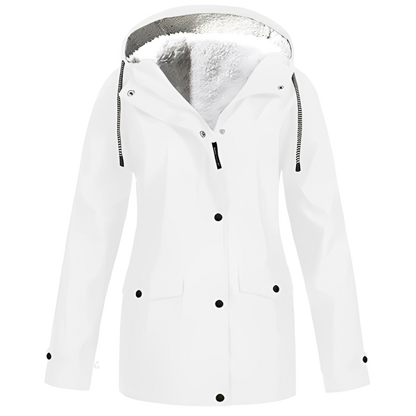 Warm Waterproof Women's Jacket with Adjustable Hood and Soft Lining – Stylish Rain Coat for Cold Weather