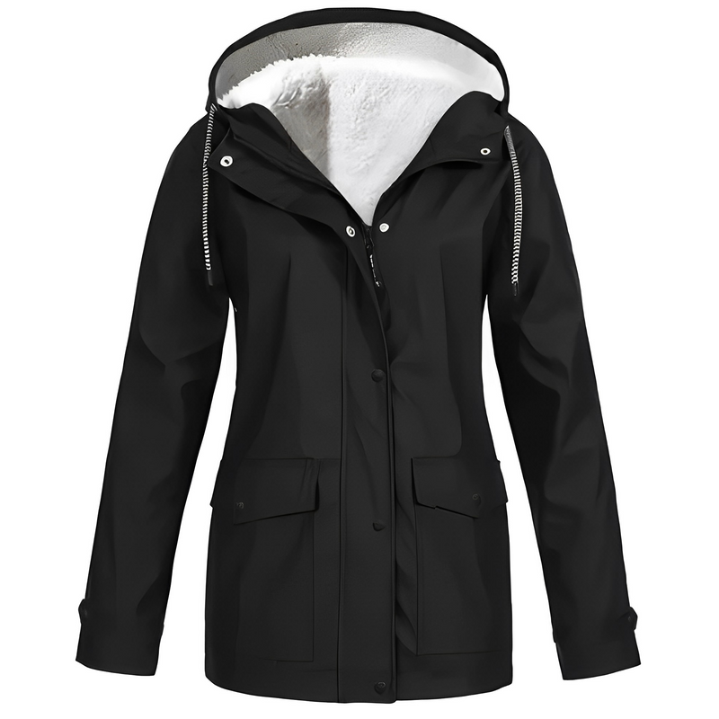 Warm Waterproof Women's Jacket with Adjustable Hood and Soft Lining – Stylish Rain Coat for Cold Weather